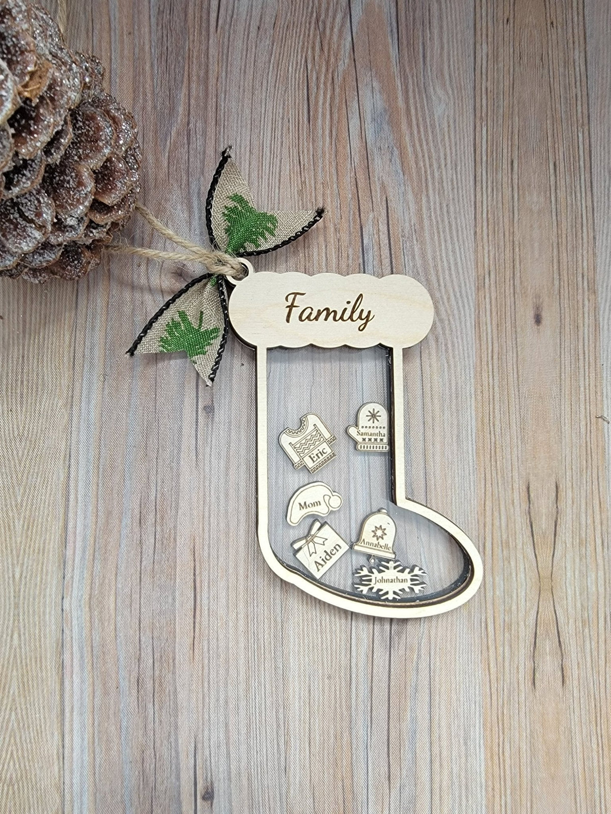 Personalized Family Stocking Shaker Christmas Ornament | Up to 10 Names