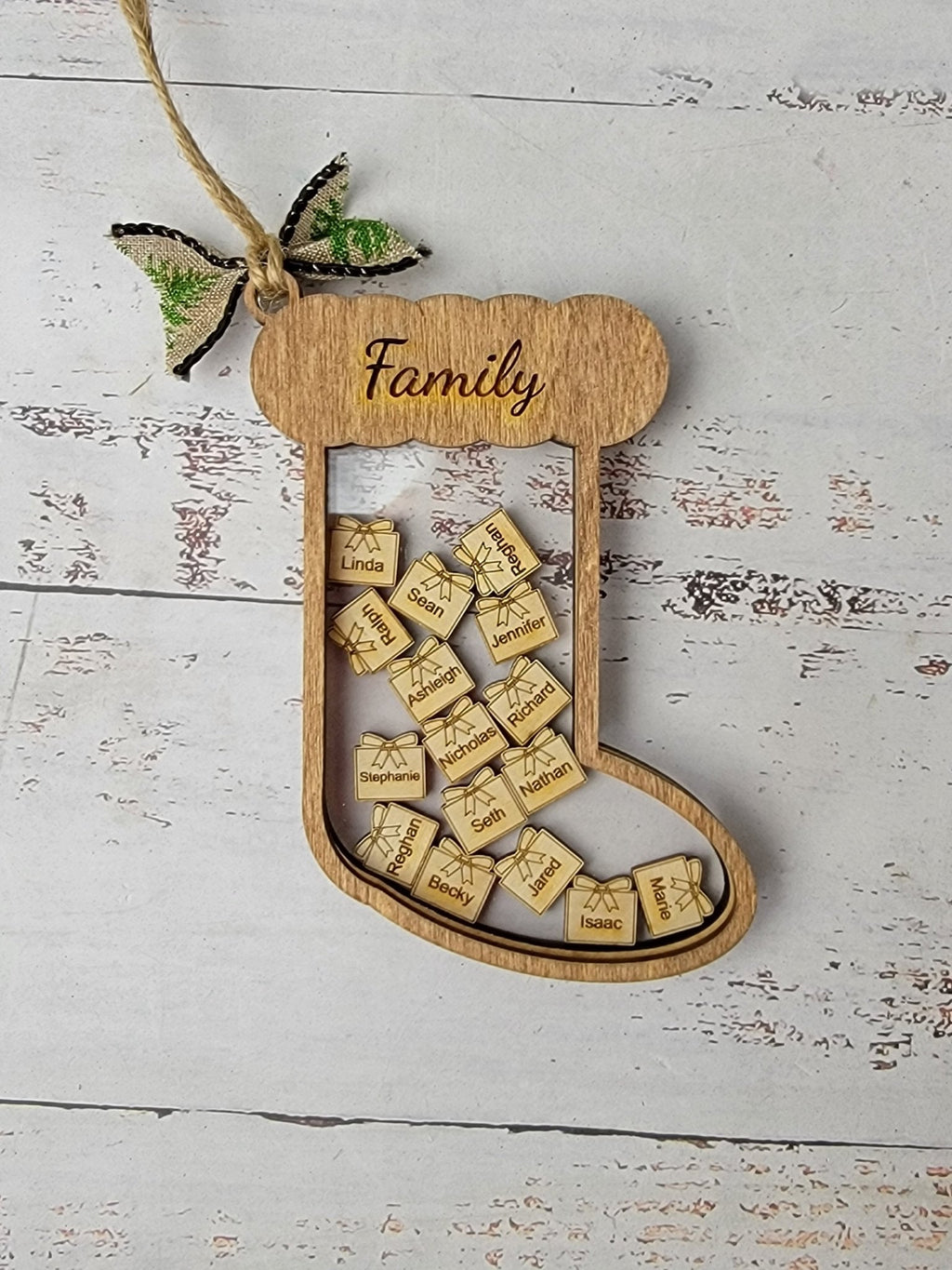 Personalized Family Stocking Shaker Christmas Ornament | Up to 10 Names