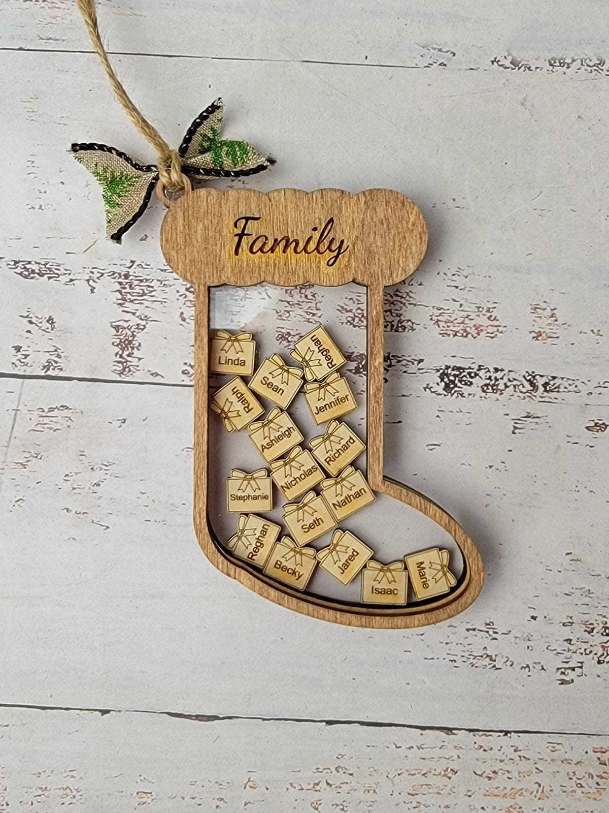Personalized Family Stocking Shaker Christmas Ornament | Up to 10 Names