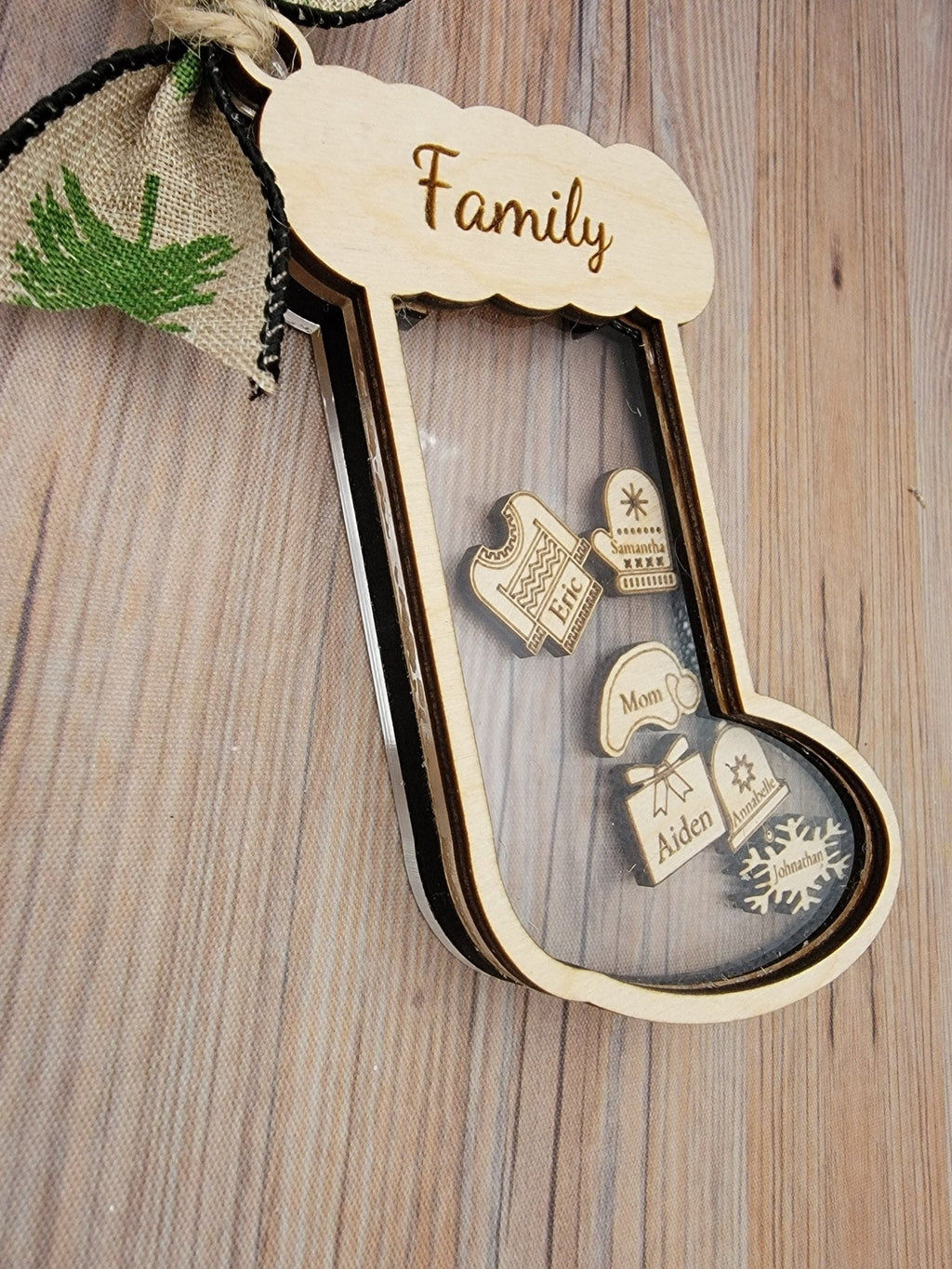 Personalized Family Stocking Shaker Christmas Ornament | Up to 10 Names