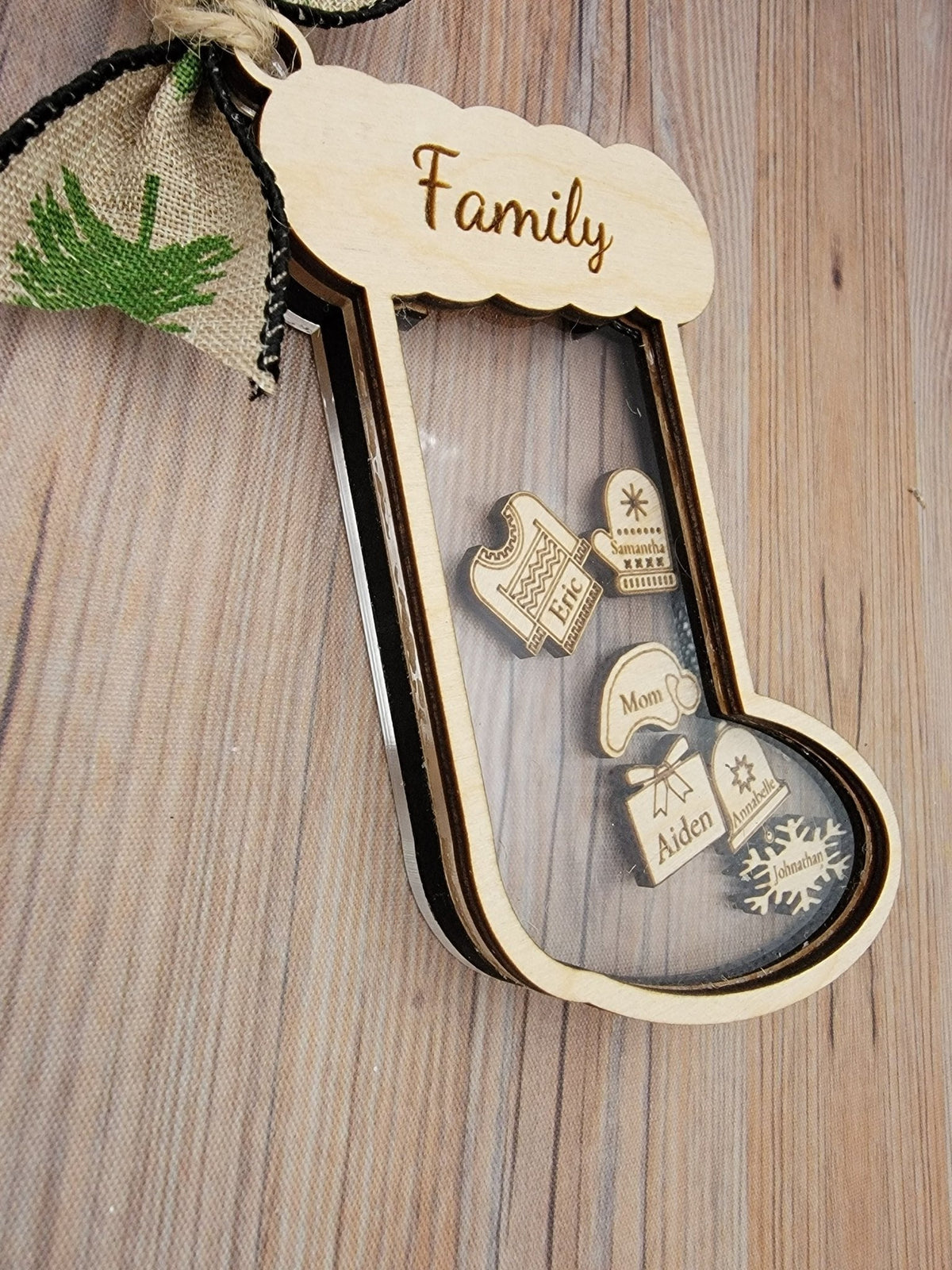 Personalized Family Stocking Shaker Christmas Ornament | Up to 10 Names